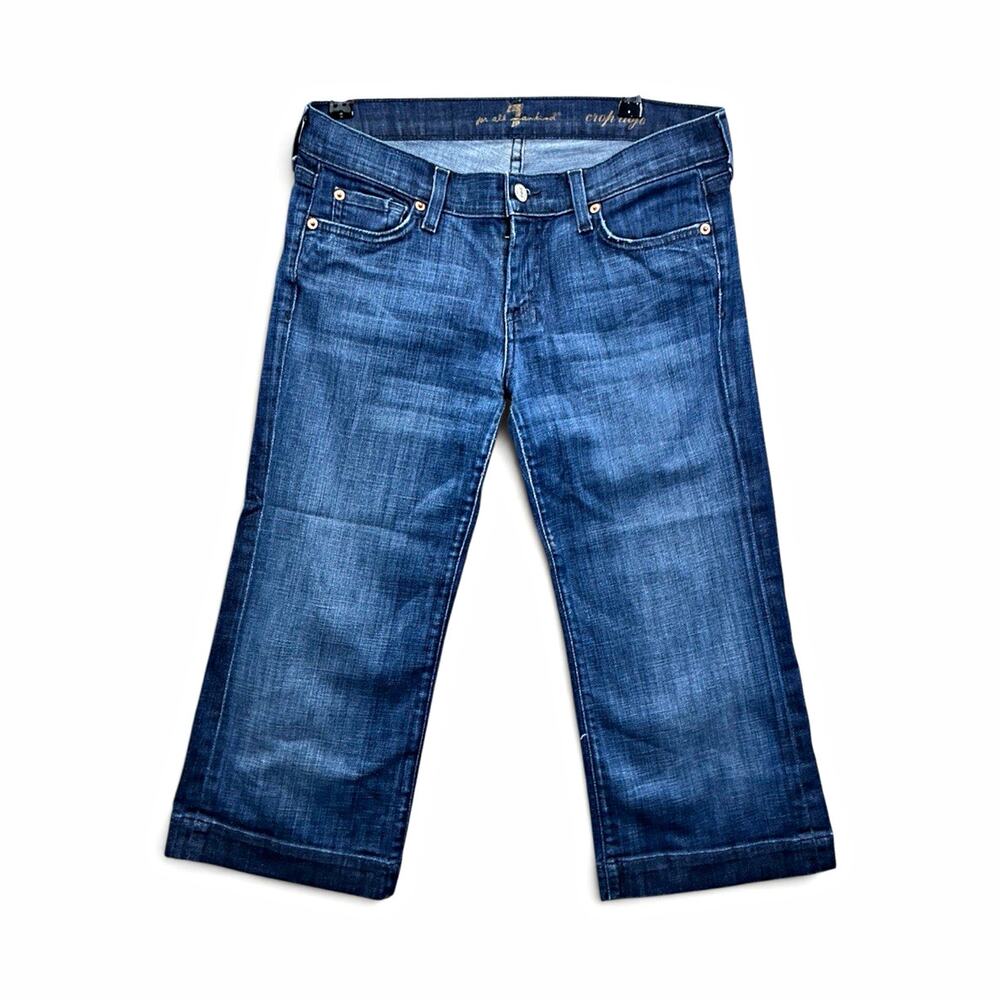 7 For All Mankind Crop Upro womens Blue Dark Wash Cropped Jeans 29x18